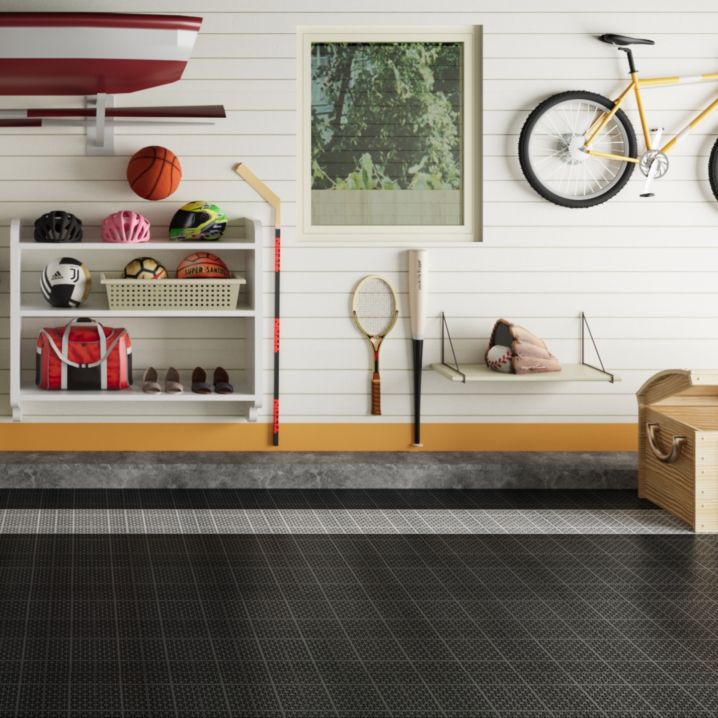 12 x 12 inch black interlocking deck tiles, plastic waterproof, weighing up to 6613 pounds, with a rose pattern pack of 12 - Korvel