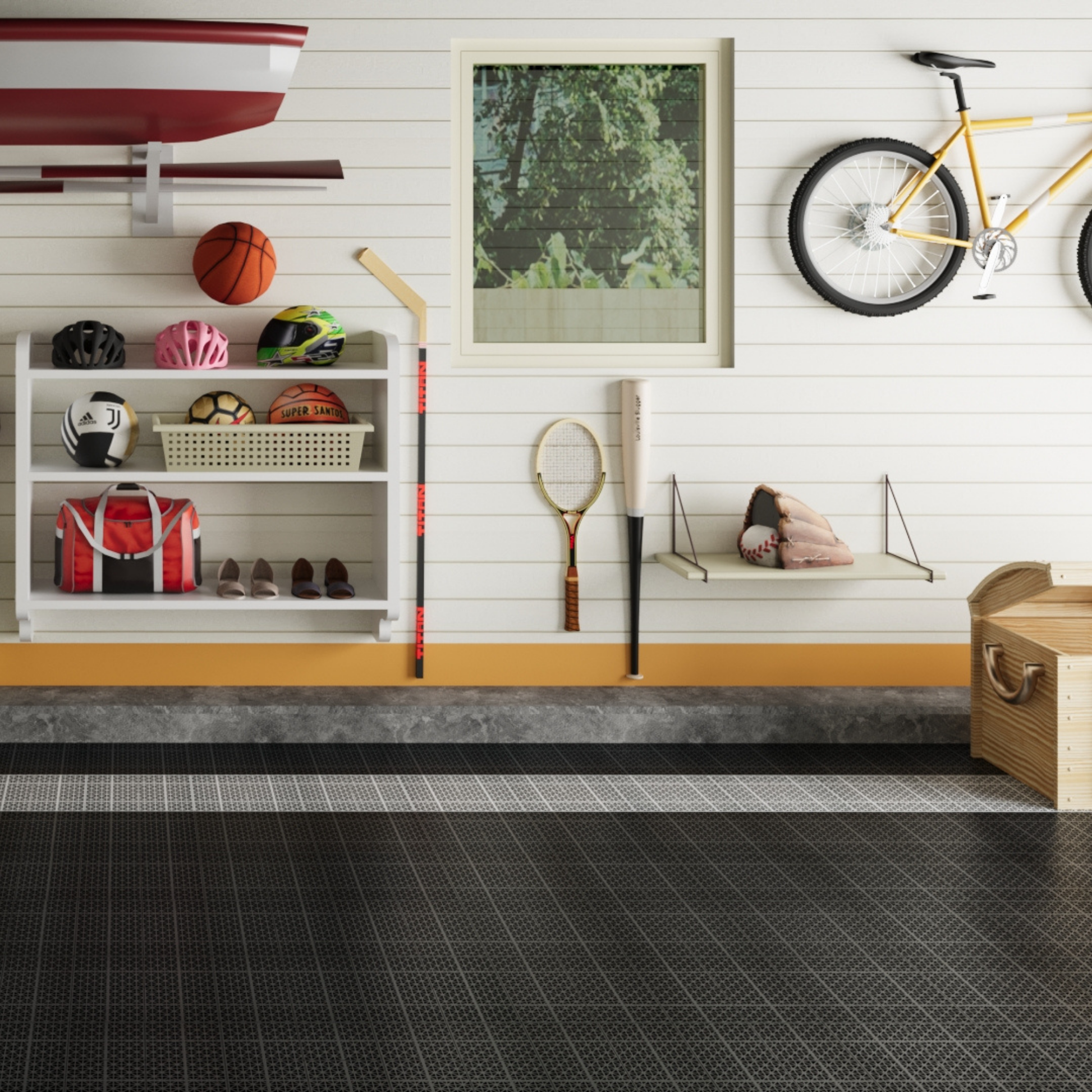 12 x 12 inch black interlocking deck tiles, plastic waterproof, weighing up to 6613 pounds, with a rose pattern pack of 12 - Korvel