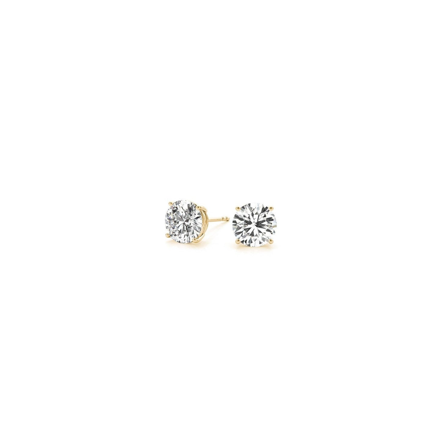 Lab Grown Round Diamond Stud Earrings in 14k Yellow Gold