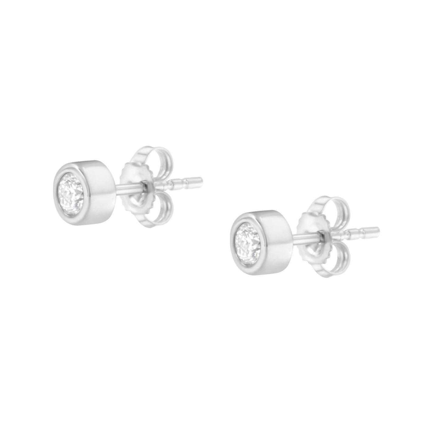 Pendientes de Stud de Diamante con Montura Bezel de Oro Blanco de 10K