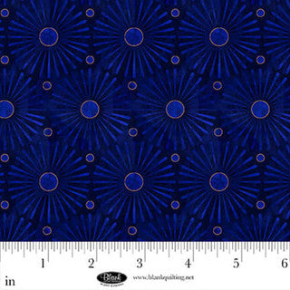 Tissu en coton Cameo Appearance Sunbursts Navy - 44"/45" par yard
