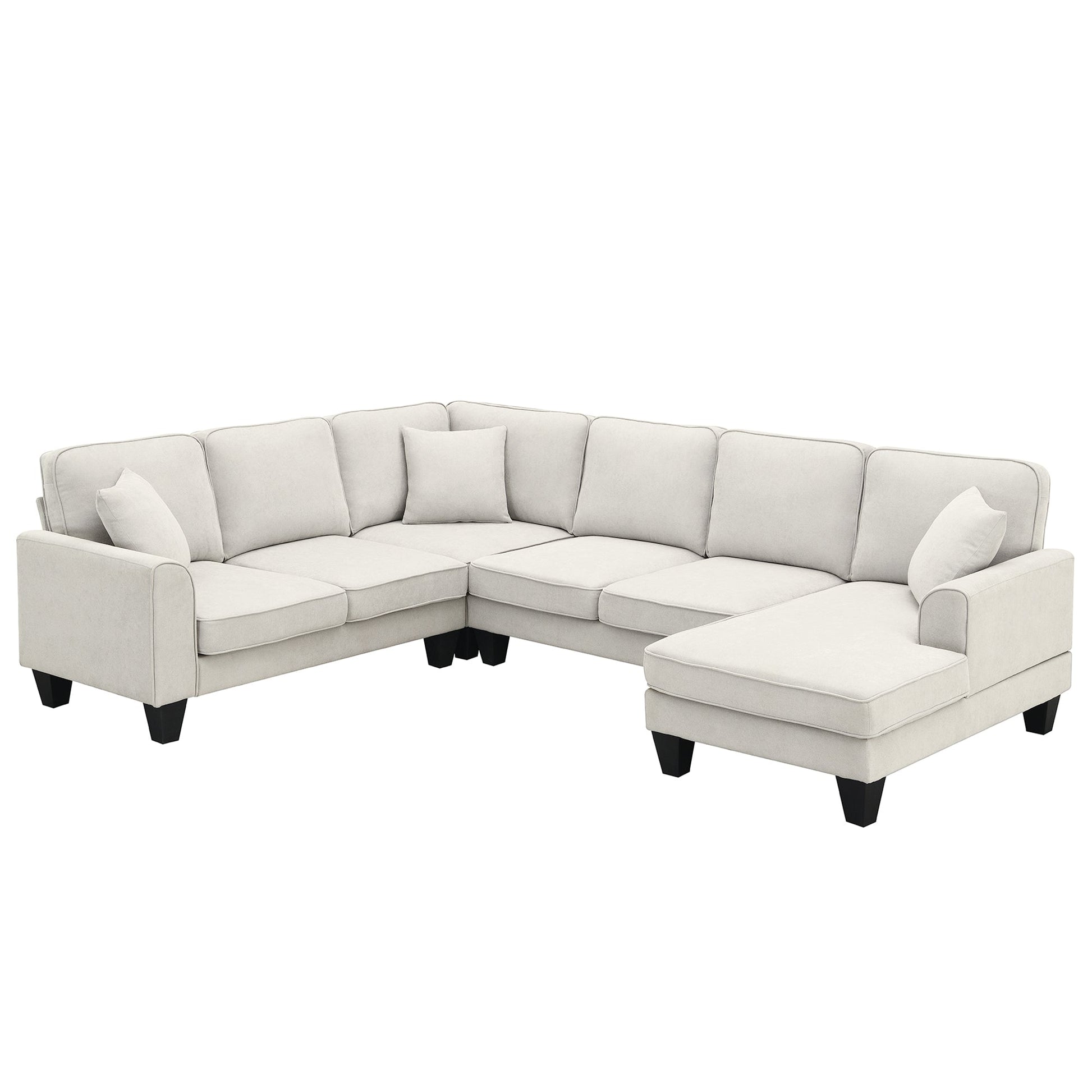 [VIDEO provided] [New] 108*85.5" Modern U Shape Sectional Sofa 7 Seat Fabric Sectional Sofa Set - Korvel