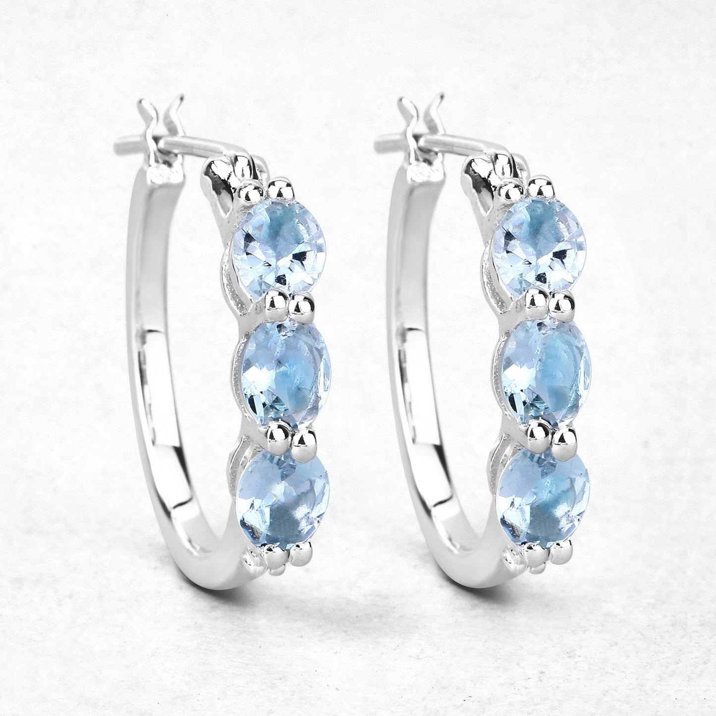 Pendientes de plata esterlina de 1.75 quilates de aguamarina genuina y diamante