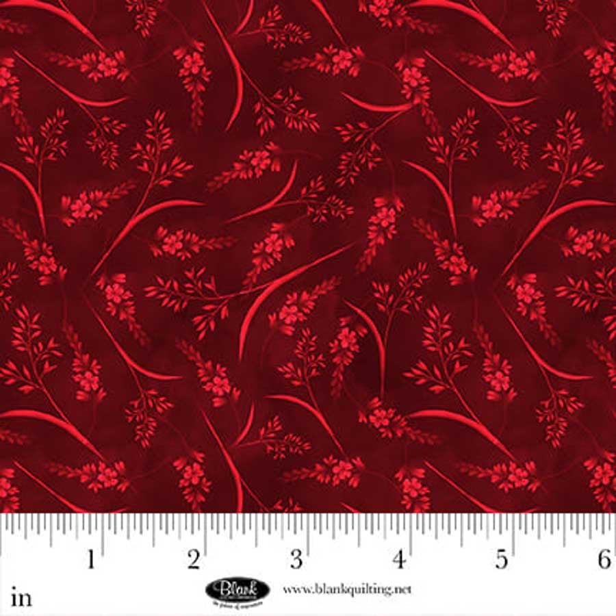 Tela de Algodón Rojo con Flores Tonales Cameo Appearance 44"/45" por Yarda