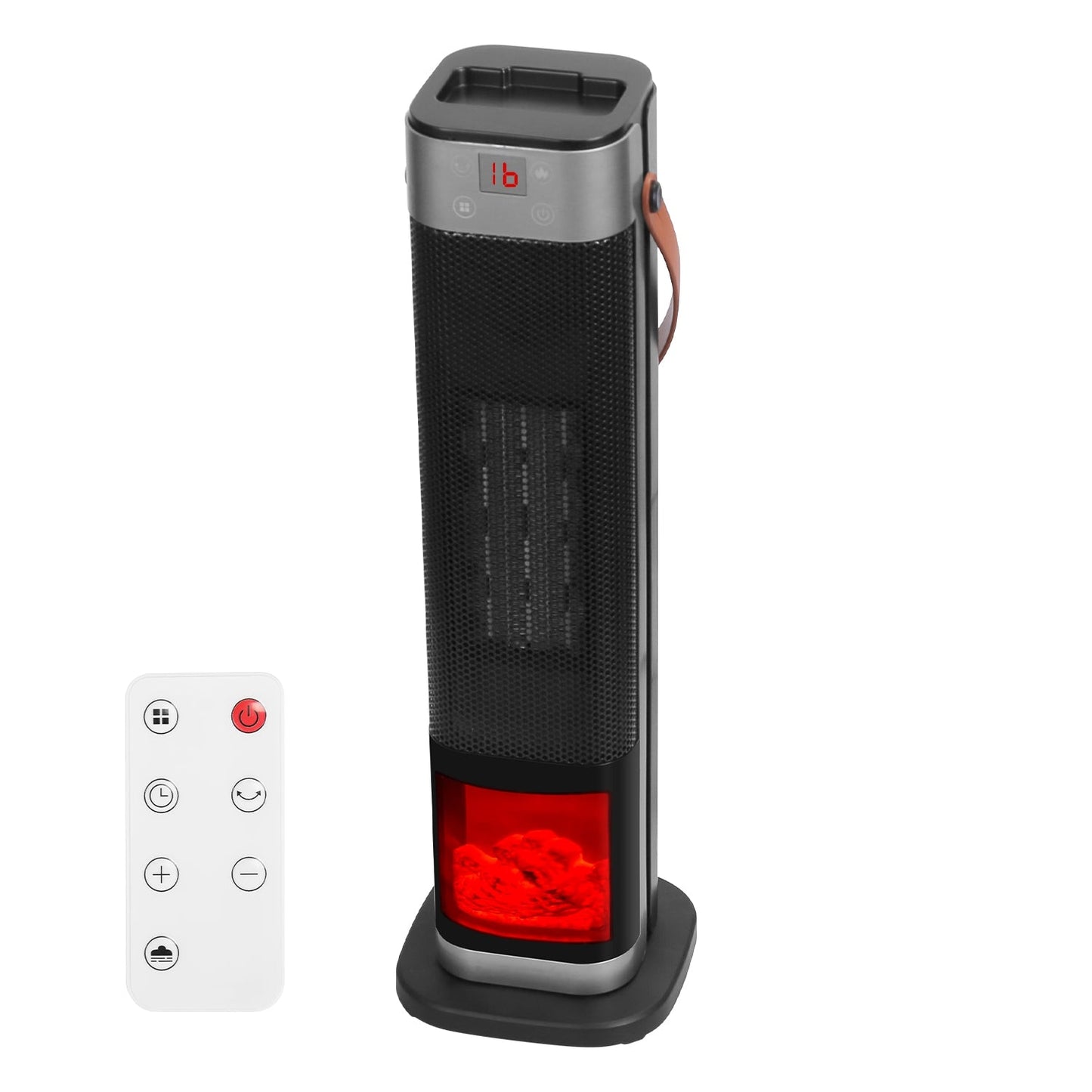 1500W Oscillating Ceramic Tower Space Heater with 3D Flame