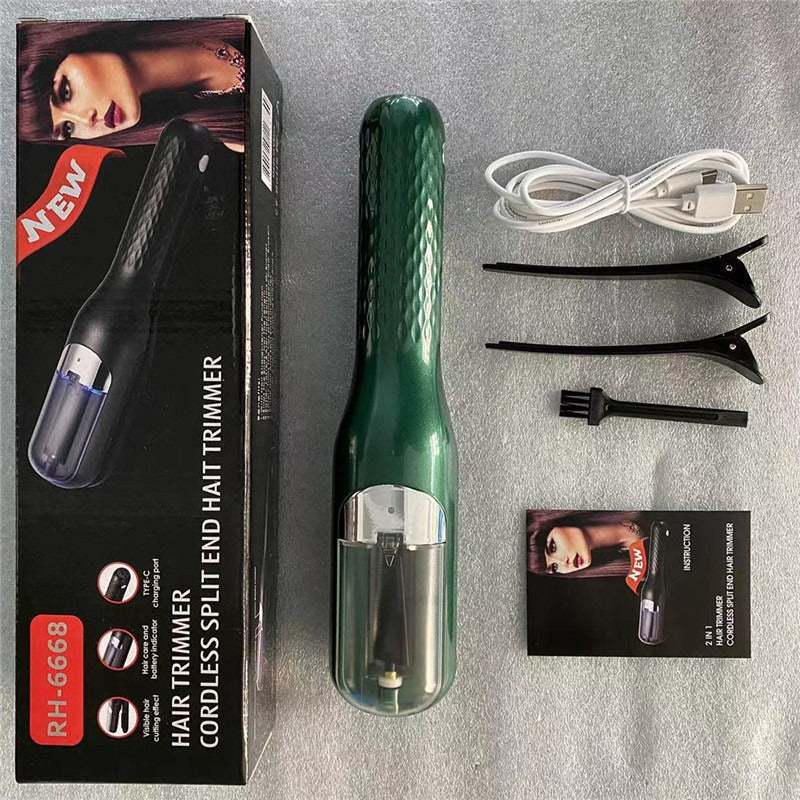 Fully automatic hair clipper, hair splitting and trimming device, multifunctional electric women's 2-in-1 trimming and cutting d - Korvel