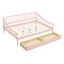Full Size Daybed with Two Storage Drawers and Support Legs Pink - Korvel