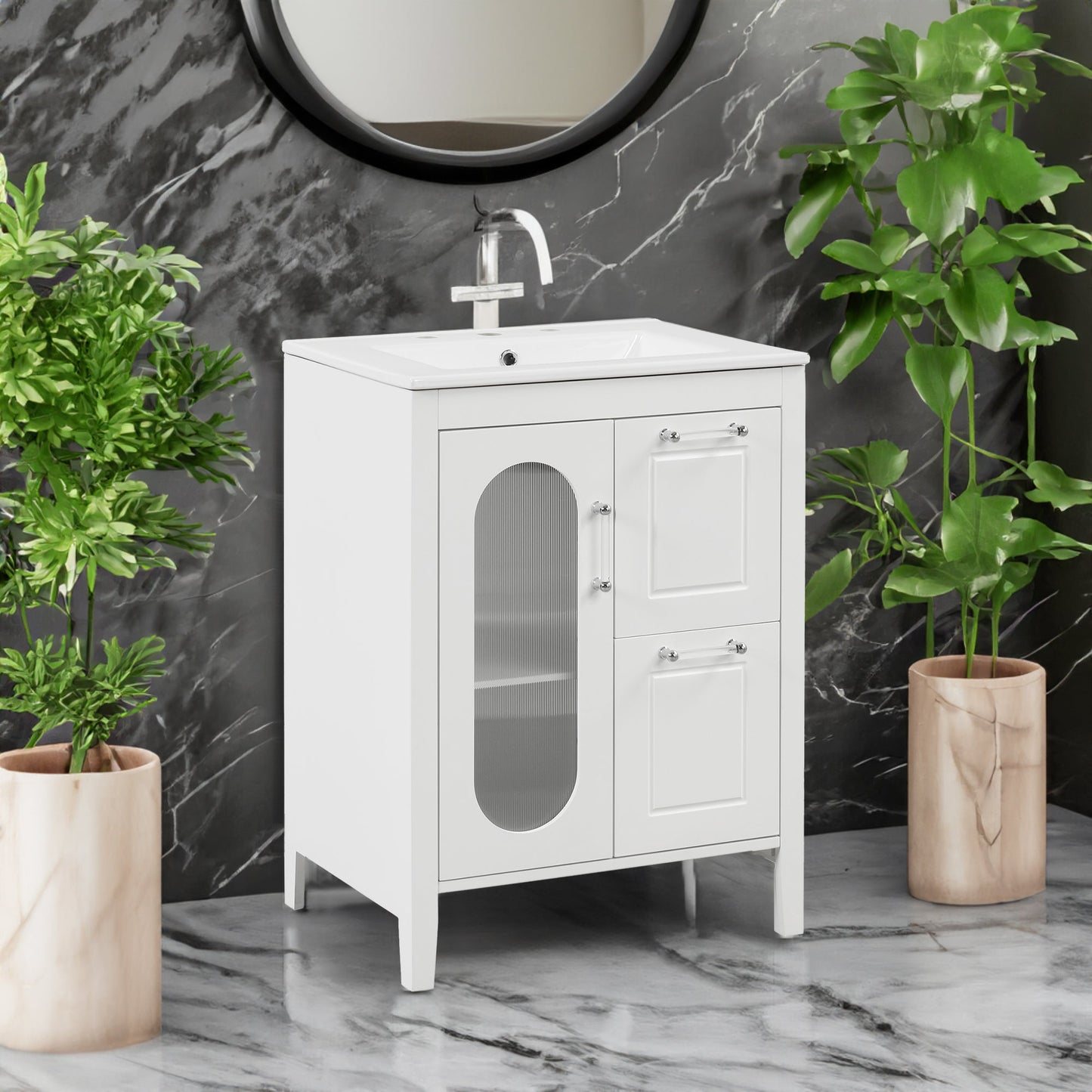 Elegant 24" Bathroom Vanity with Sink and Storage