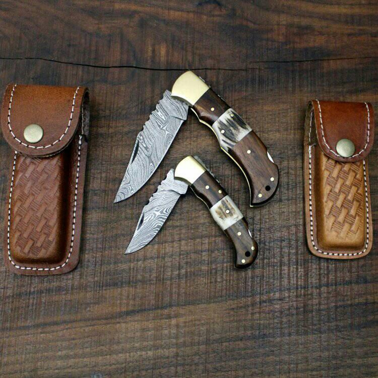 Premium Handmade Damascus Steel Folding Knives - Korvel