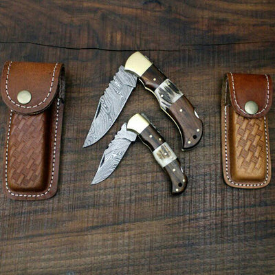 Premium Handmade Damascus Steel Folding Knives - Korvel