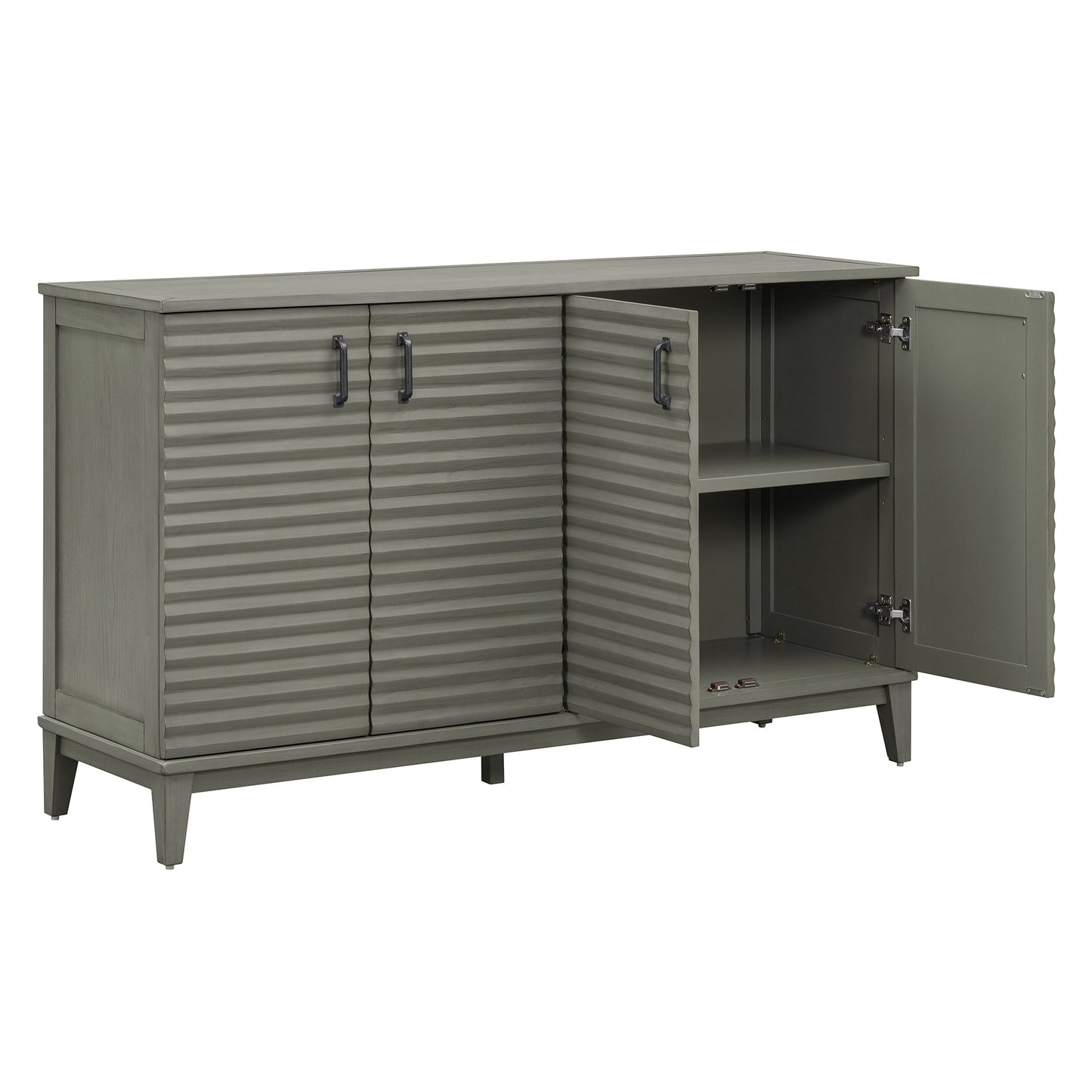 Buffet de rangement TREXM gris antique à 4 portes avec étagères réglables
