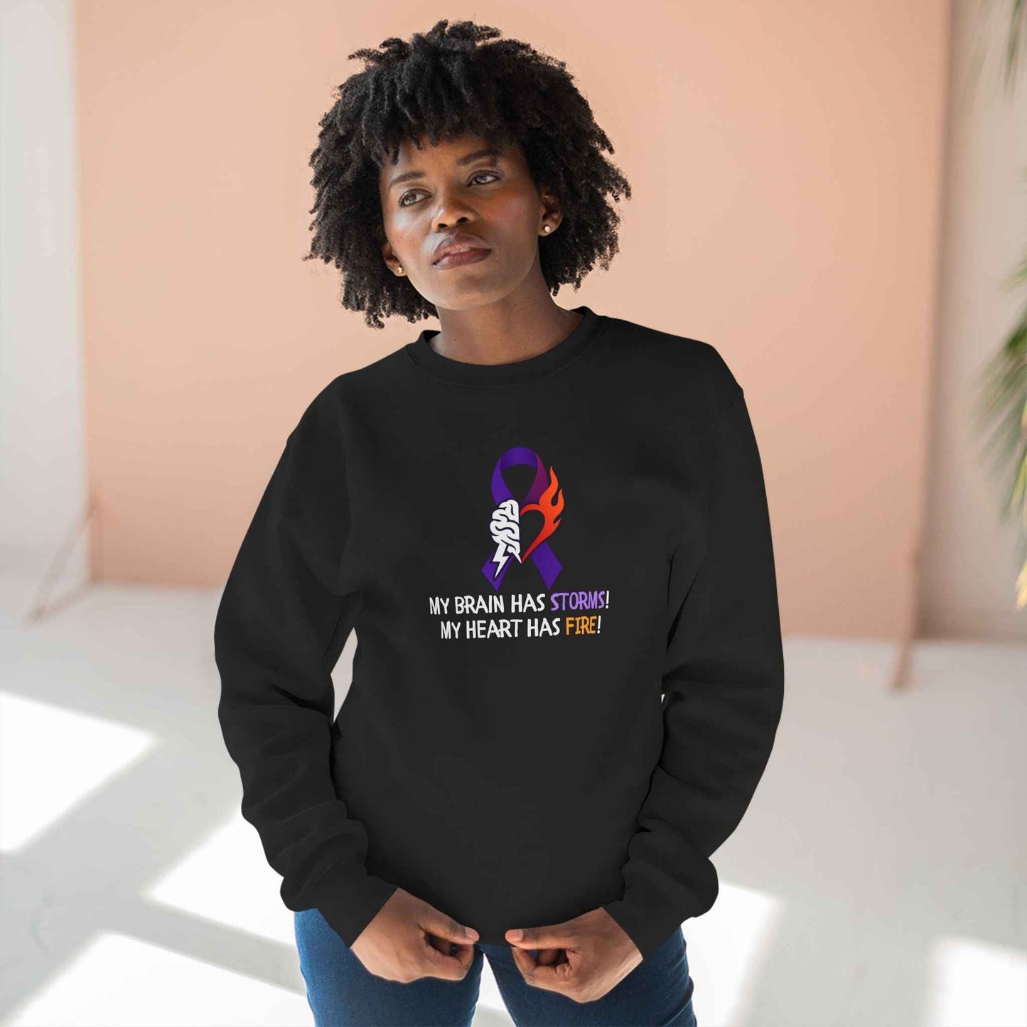 Epilepsy Awareness Unisex Sweatshirt - Brain Storms & Heart Fire