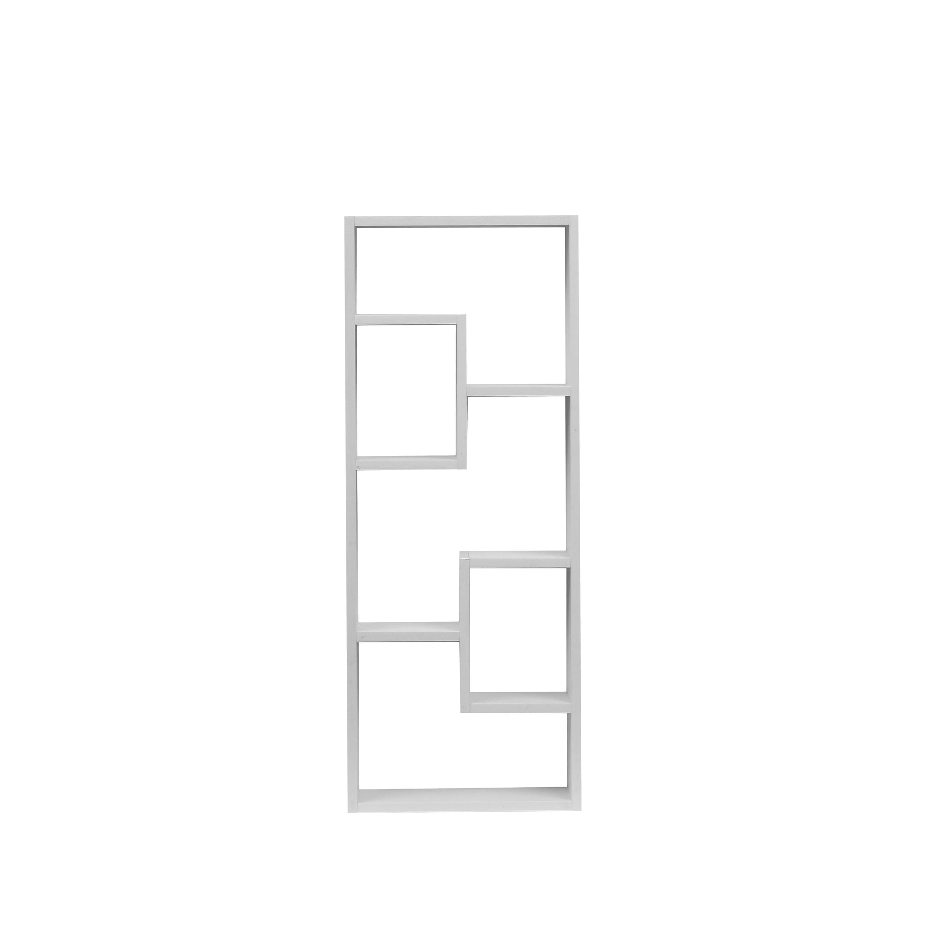 Bookshelf, Freestanding Wood Open Bookcase with 5 Cubes, with 2 keyhole hangers, Home Office Décor Rectangular Storage - Korvel