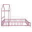 Wooden Full Size Children's Bed with Detachable Headboard and Integrated Clothes Drying Rack, Pink - Korvel