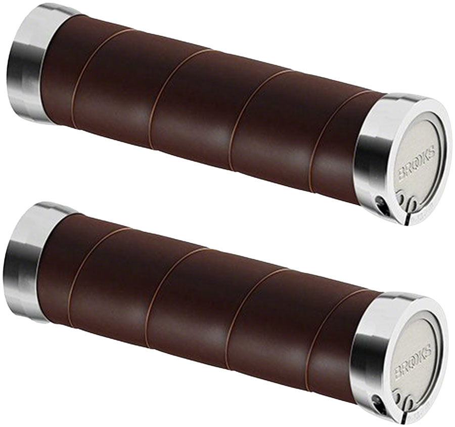 Brooks Slender Leather Grips - Brown 130mm