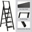 5-step ladder folding stool with anti slip wide pedals, lightweight and easy to carry handle folding ladder - Korvel
