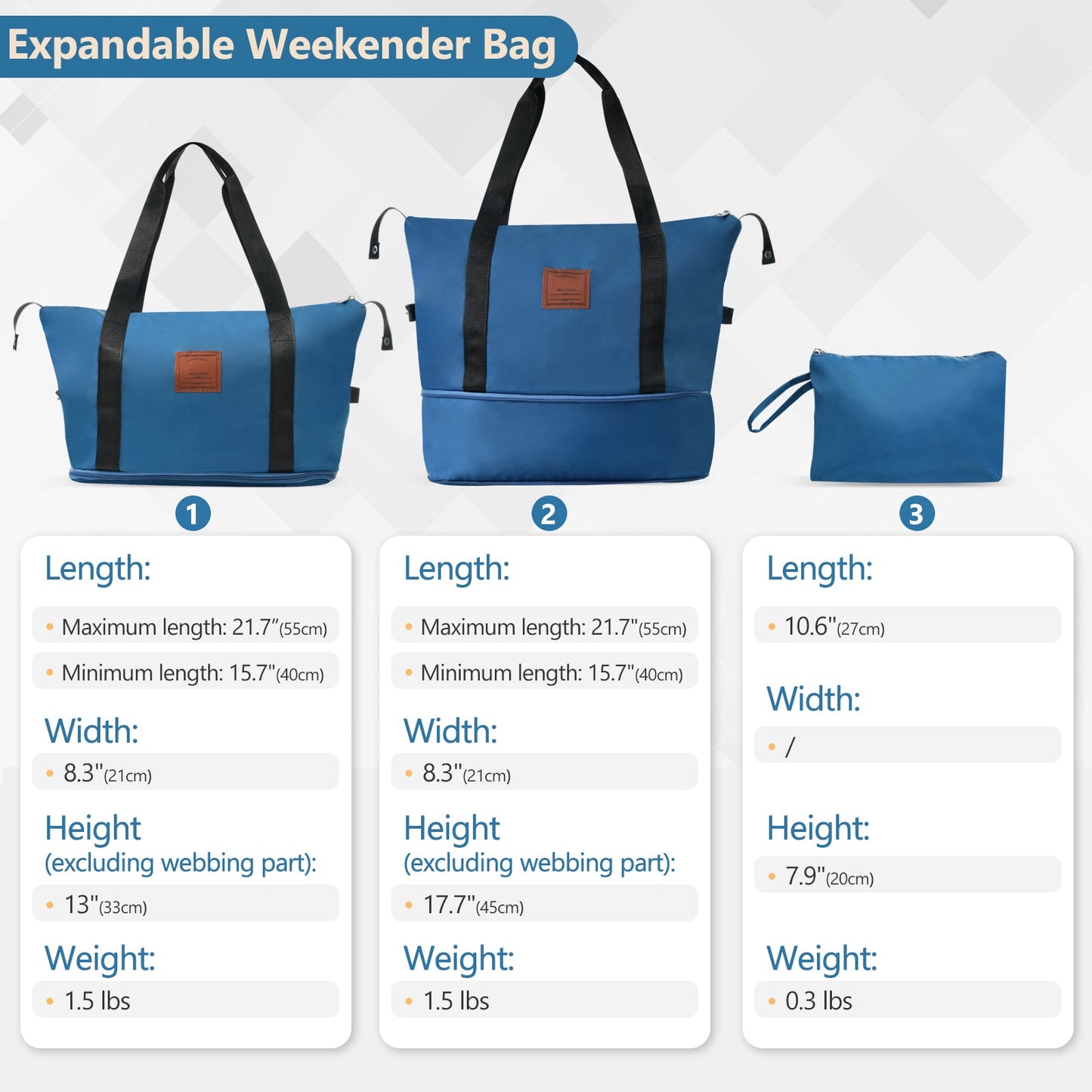 Premium 3-Piece Hardshell Luggage Set with TSA Lock - Blue