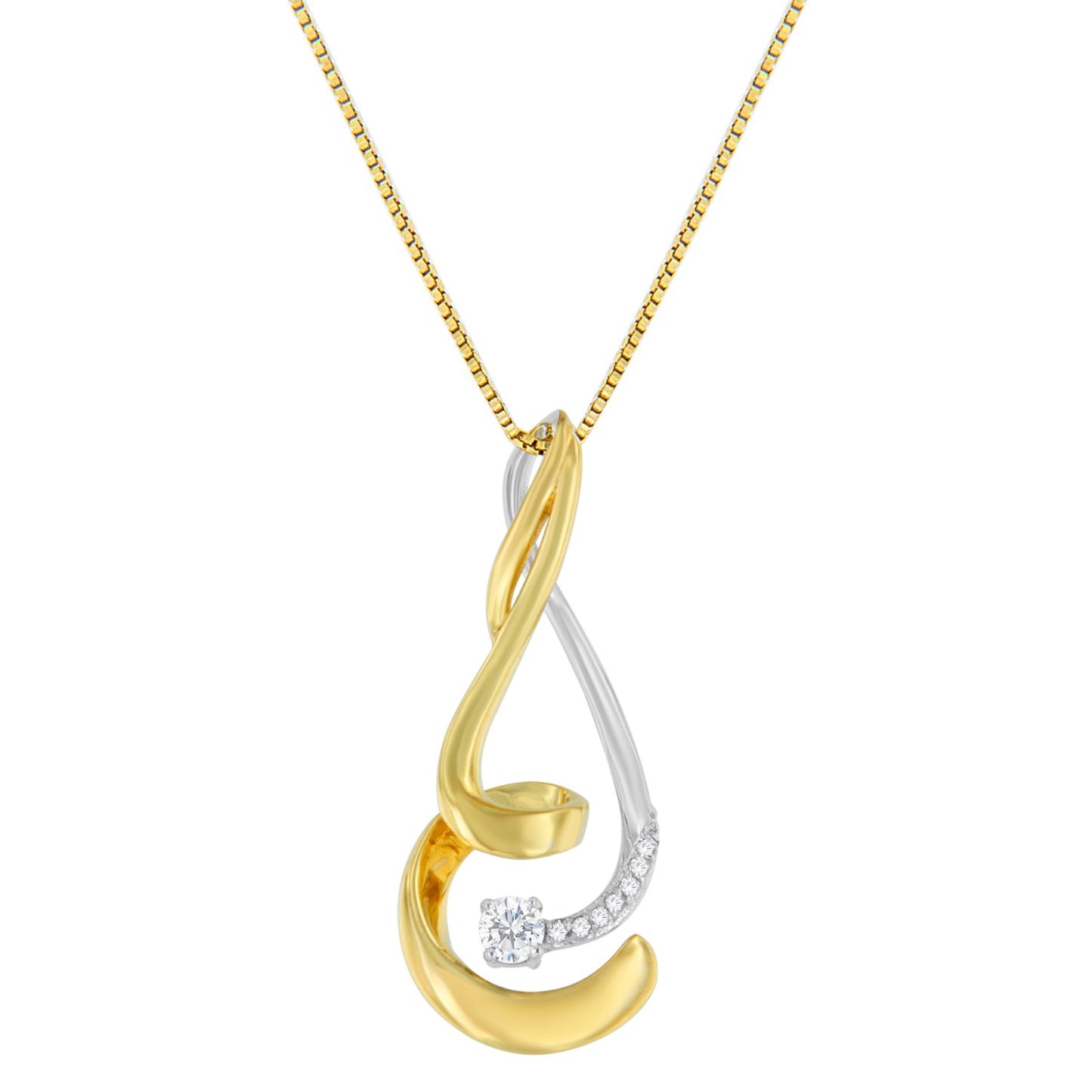 Collar de Pendiente en Espira de Diamante en Oro de Dos Tonos de 10K