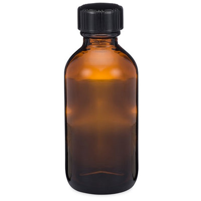 Bouteilles rondes en verre ambre de 2 oz avec bouchons - Pack de 96