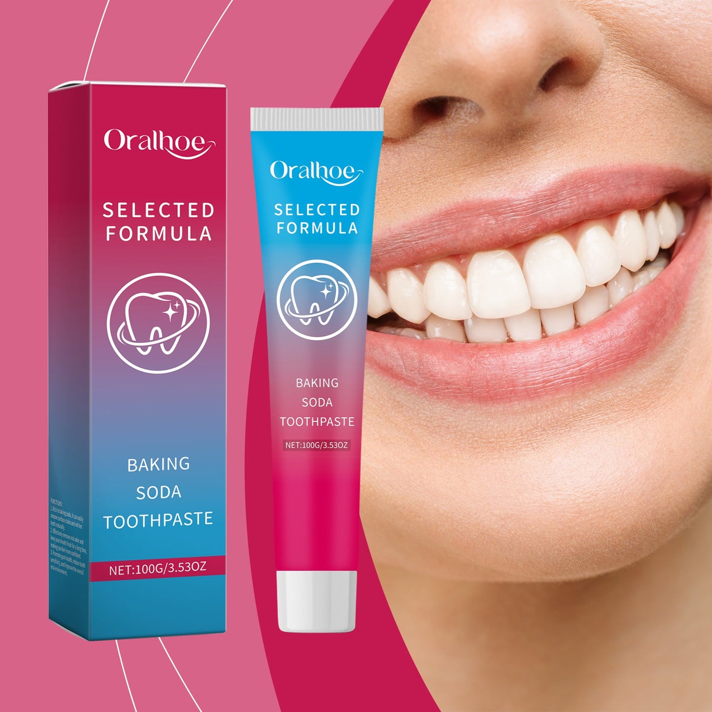 Baking Soda Toothpaste, Mint Fresh Teeth Cleaning Care Brightening Smile Teeth Cleaning Toothpaste - Korvel