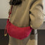 PU Leather Strap Suede Shoulder Bag - Korvel