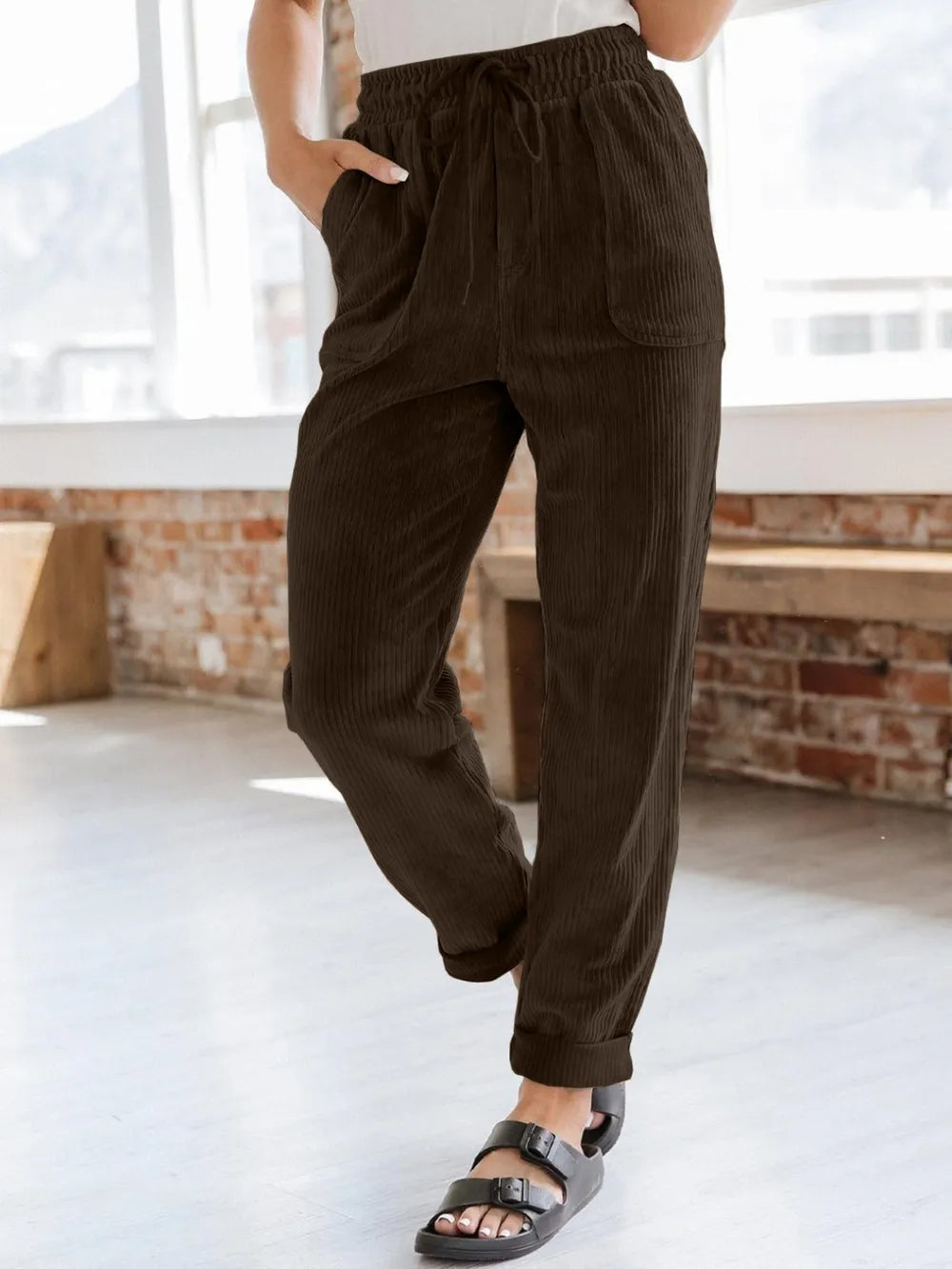 Drawstring Pants with Pockets - Korvel