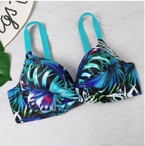 Gather floral swimsuits bikini swimsuits - Korvel