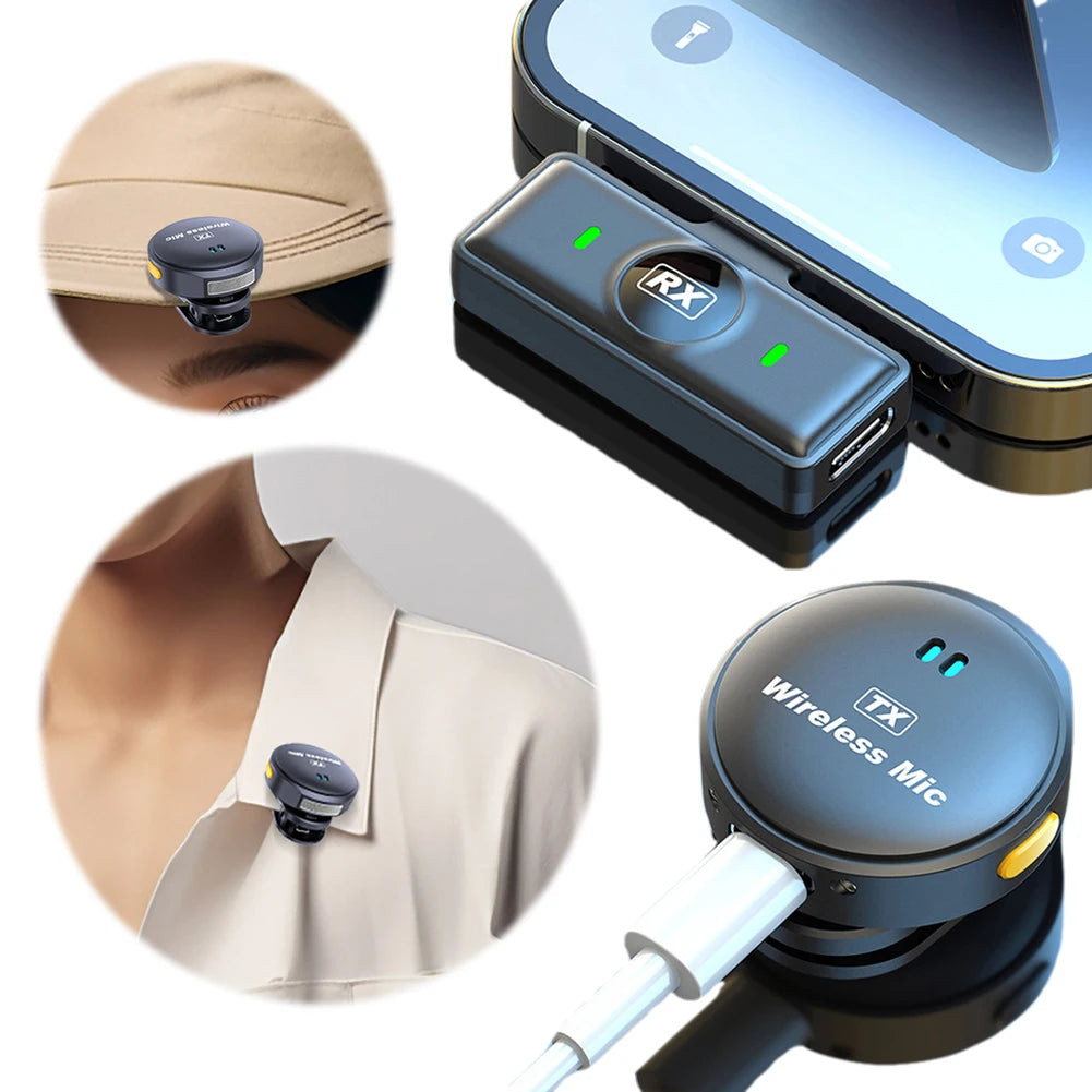 Microphone de col sans fil à bouton magnétique avec réduction de bruit