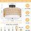 3-Light Semi Flush Mount Ceiling Light Fixture - Boho Rattan Design