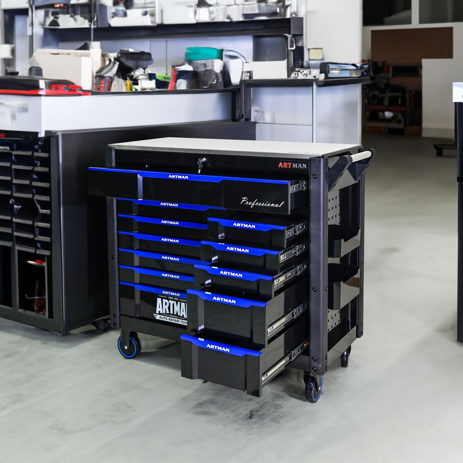 12-Layer Drawer Multi-Purpose Tool Car, With Wheels, Iron Top - Korvel