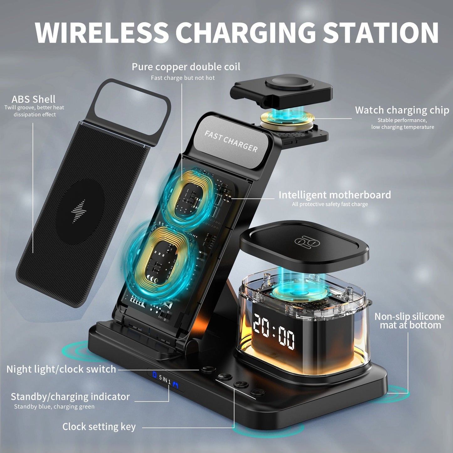 15W Fast Charging Wireless Mobile Phone Charging Station