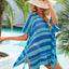 Tassel Openwork Striped V-Neck Cover Up - Korvel