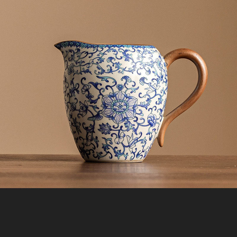 Kung Fu tea set blue and white lotus tea pot fair cup tea can ceramic lid bowl - Korvel