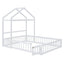 Wooden Full Size Children's Bed with Detachable Headboard and Integrated Clothes Drying Rack, White - Korvel