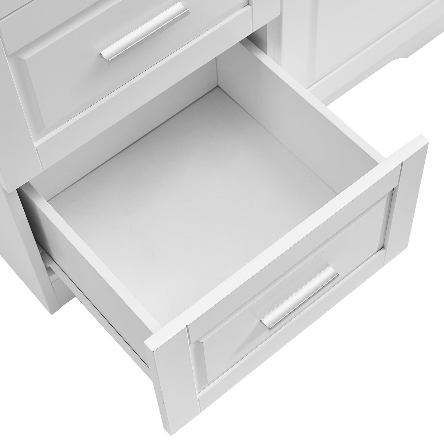 Tall and Wide Storage Cabinet with Doors for Bathroom/Office, Three Drawers, White - Korvel
