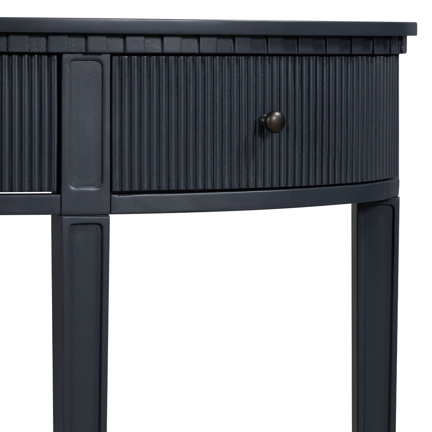 U-Style Distinctive Features of Pine Veneer Console Table with Vertical Stripe Drawer Fronts and Four Legs - Korvel