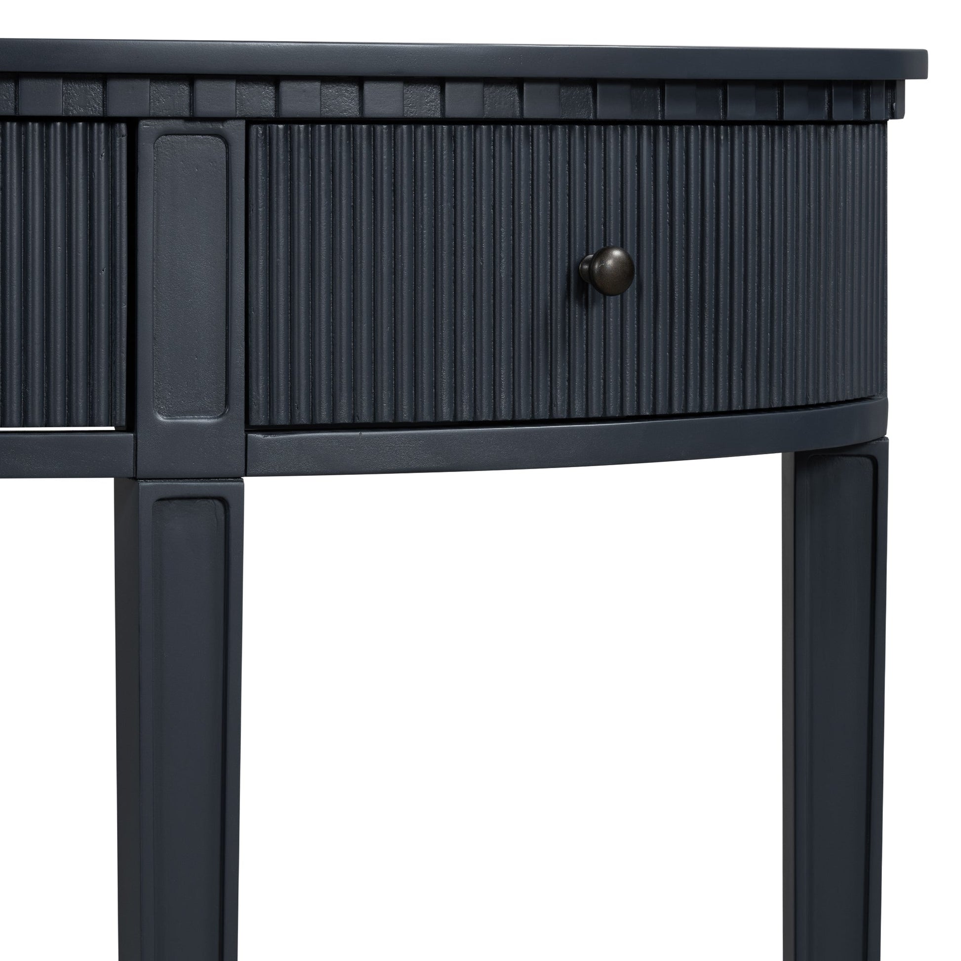 U-Style Distinctive Features of Pine Veneer Console Table with Vertical Stripe Drawer Fronts and Four Legs - Korvel