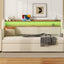 Twin Size Daybed with Trundle, Upholstered Daybed with Charging Station and LED Lights, Beige - Korvel