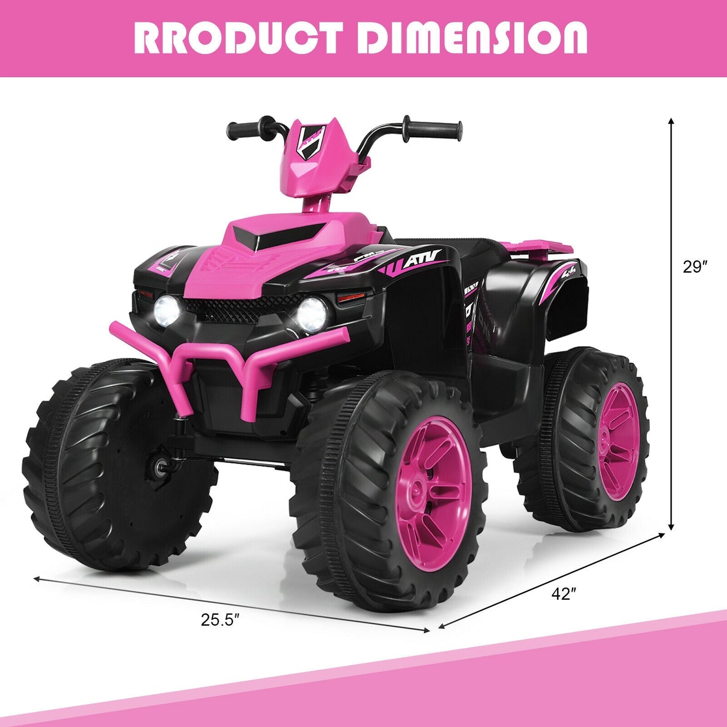 ATV para Niños de 12V con Luces LED - Rosa