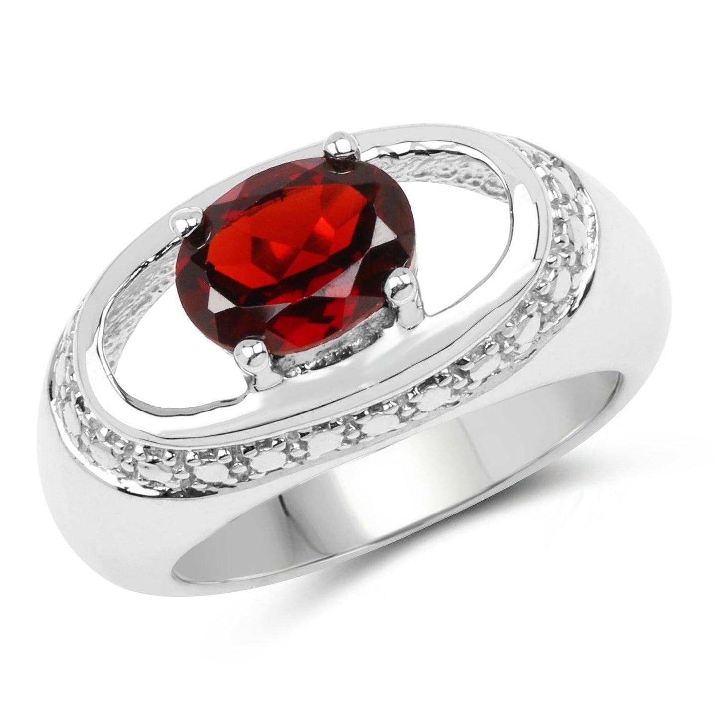2.50 Carat Genuine Garnet .925 Sterling Silver Engagement Ring