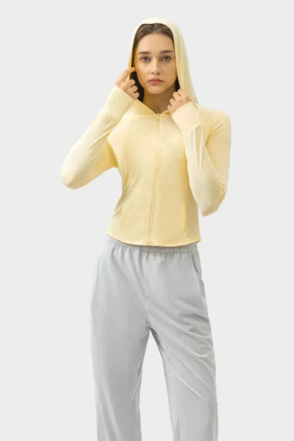 Millennia Pocketed Zip Up Hooded Activewear Hoodie