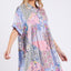 Pink Floral Collared Neck Half Sleeve Mini Shirt Dress