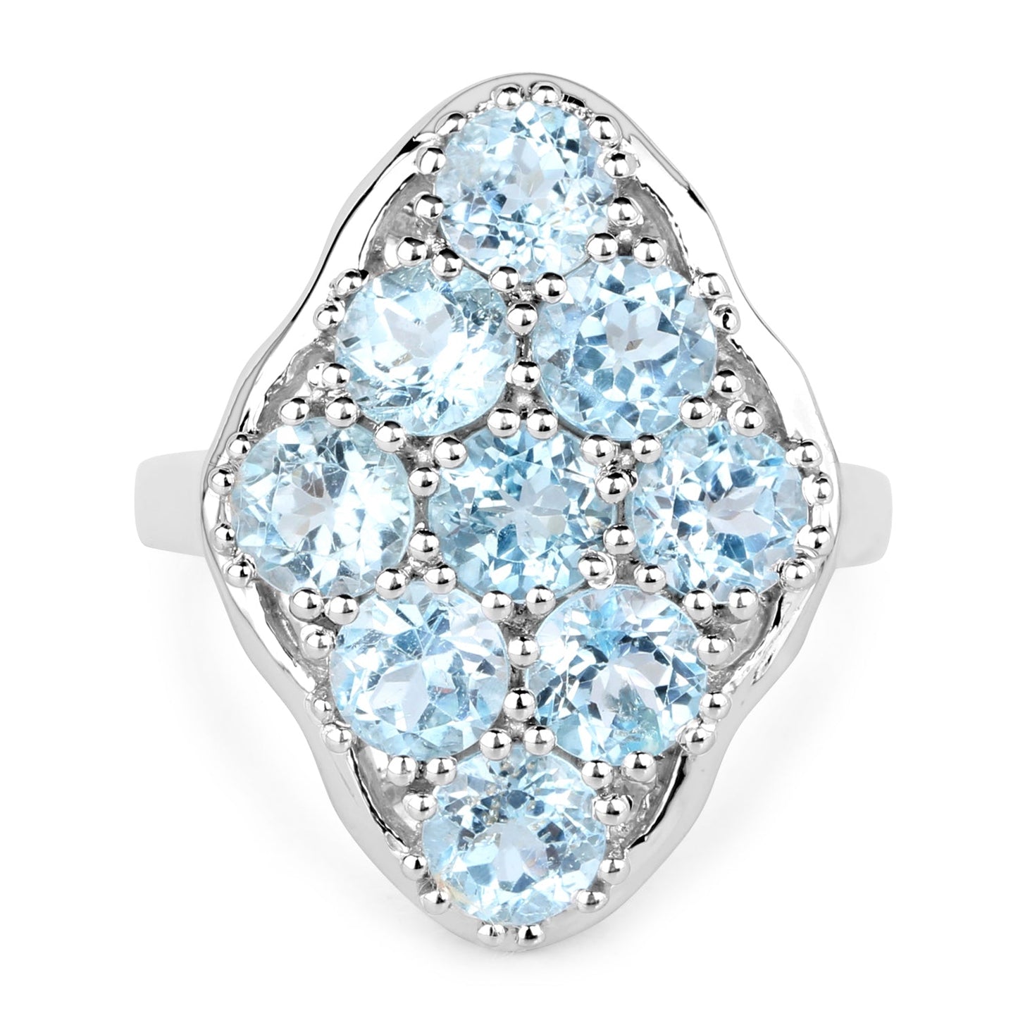 Anillo de Plata de Ley con Topacio Azul Genuino de 5.40 Quilates