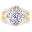 14K Yellow Gold Plated Tanzanite & White Topaz Cluster Ring