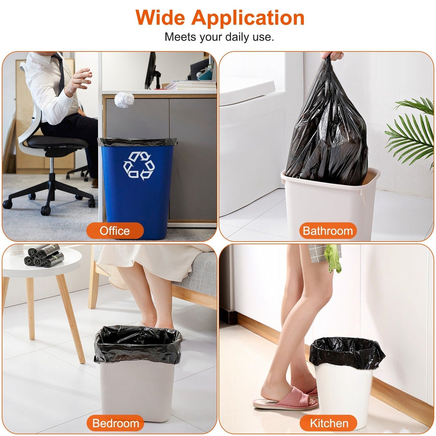 GBruno 4 Rolls Black Garbage Bags