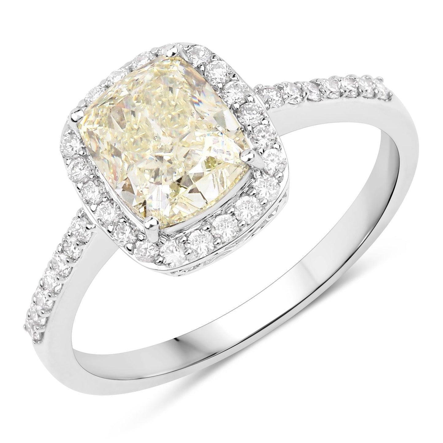 Bague de fiançailles en diamant jaune clair de 2,05 carats certifiée IGI