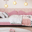 Lit de jour rembourré de taille normale en rose avec dossier en forme de nuage