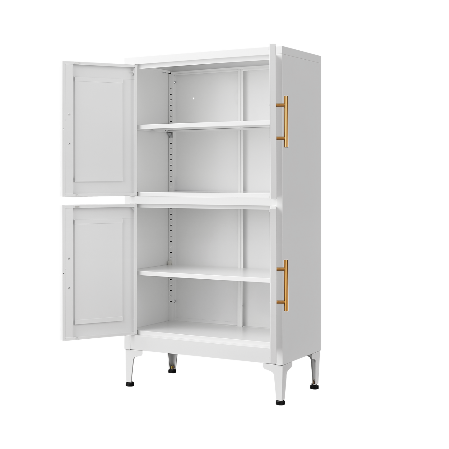 Elegante gabinete de almacenamiento de metal blanco para cocina