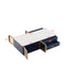 Modern Navy Blue Coffee Table with 2 Glass Door Storage, 4 Drawers, Gold Metal Legs, and Multi-Color Lighting in 47.2'' - Korvel
