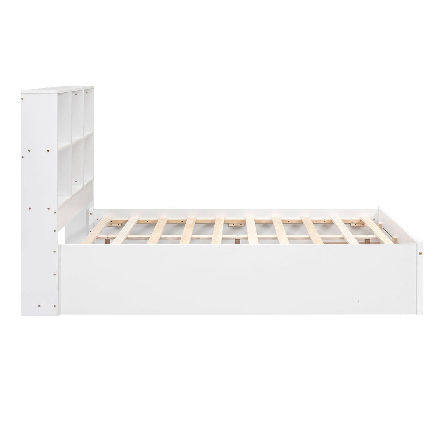 Full Size Platform Bed with Storage Headboard, Charging Station and 2 Drawers White - Korvel